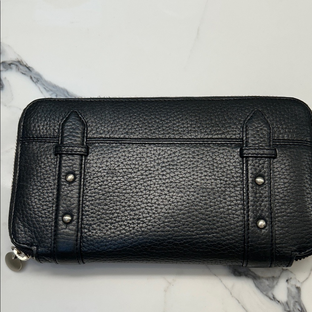 Halogen Black Leather Zip Around Closure Wallet